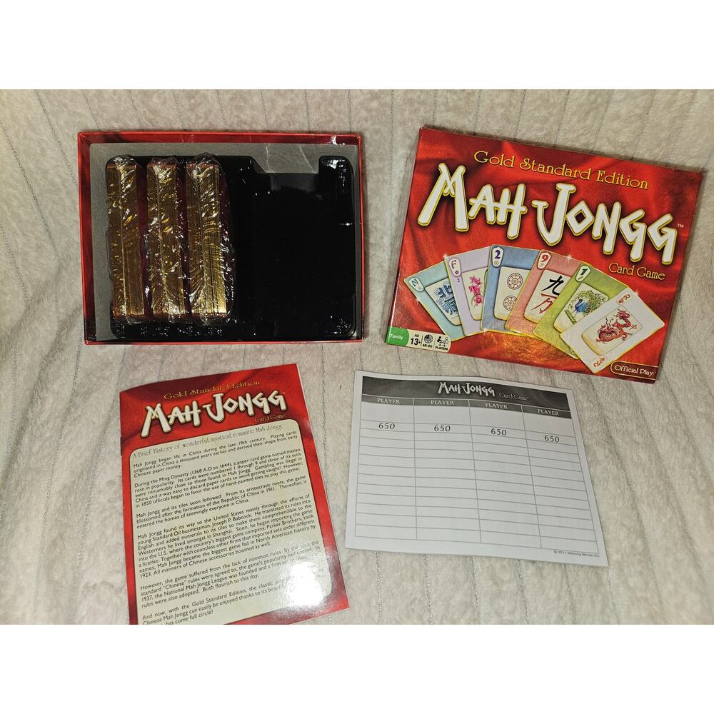 Winning Moves Mah Jongg Card Game Gold Standard Edition *Open Box/Cards Sealed*